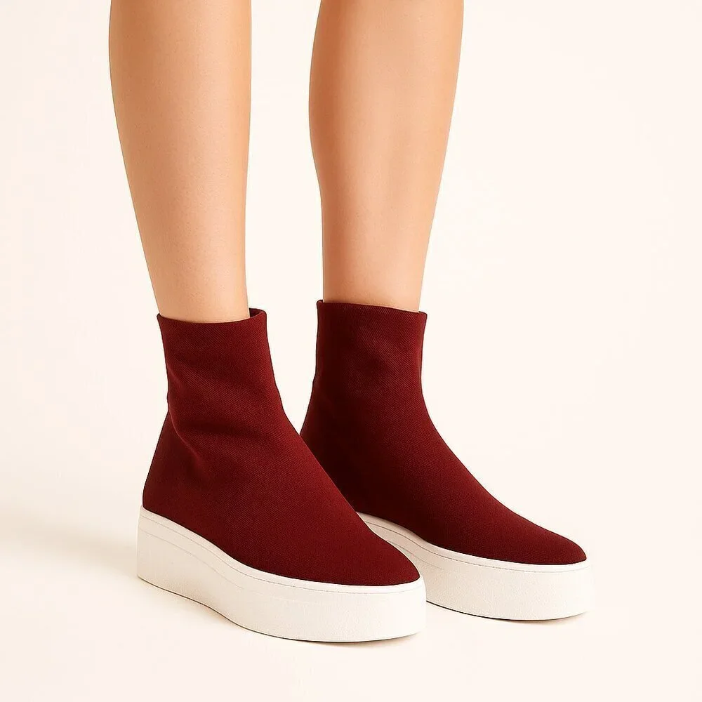 Opening Ceremony High Top Platform Sneaker NWT Burgundy Red Chunky White Sole